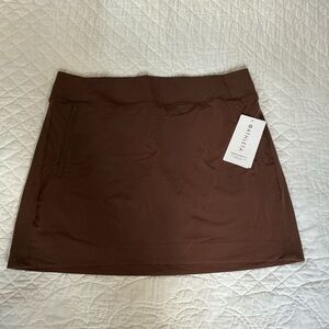 *NWT* Athleta Brooklyn Skort / Mini Skirt Women's Size 16 Chocolate Brown